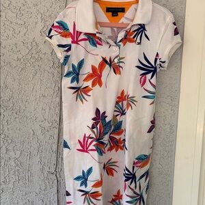 Tommy Hilfiger White Polo Dress with Multicolor Tropical Print